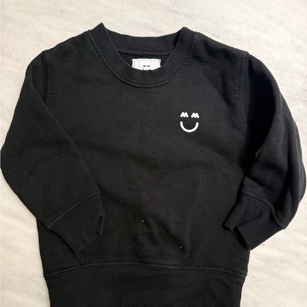 Classic Black Crewneck Sweater with Smiley Design